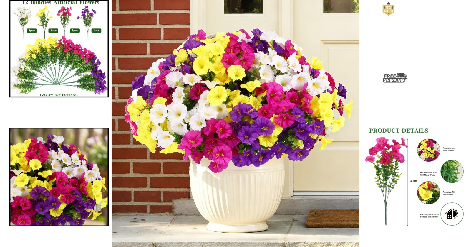 Vibrant 12-Piece Faux Silk Morning Glory Bundle for Indoor and Outdoor Elegance
