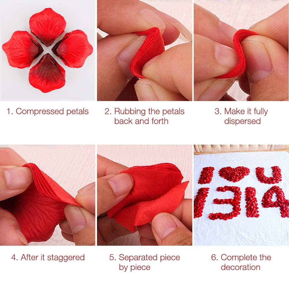 3000 PCS Dark Red Artificial Silk Rose Petals for Romantic Night, Wedding, Party