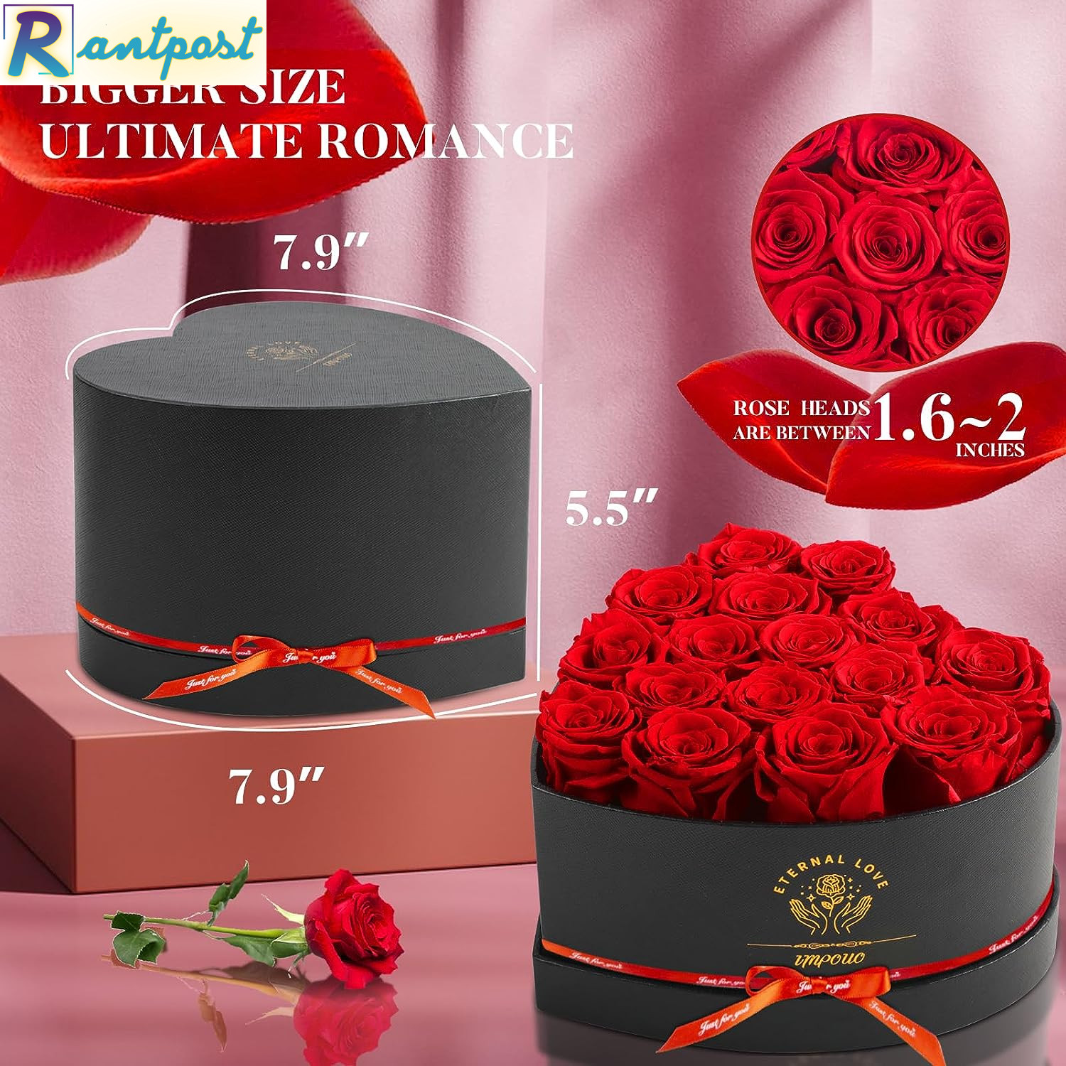 Impouo 16 Preserved Flower Delivery Prime, Fresh Forever Roses in a Box, Birthda