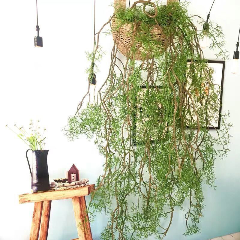 57 inch Artificial Green Twig Vines Faux Water Plants Rattan for Wall Decoration