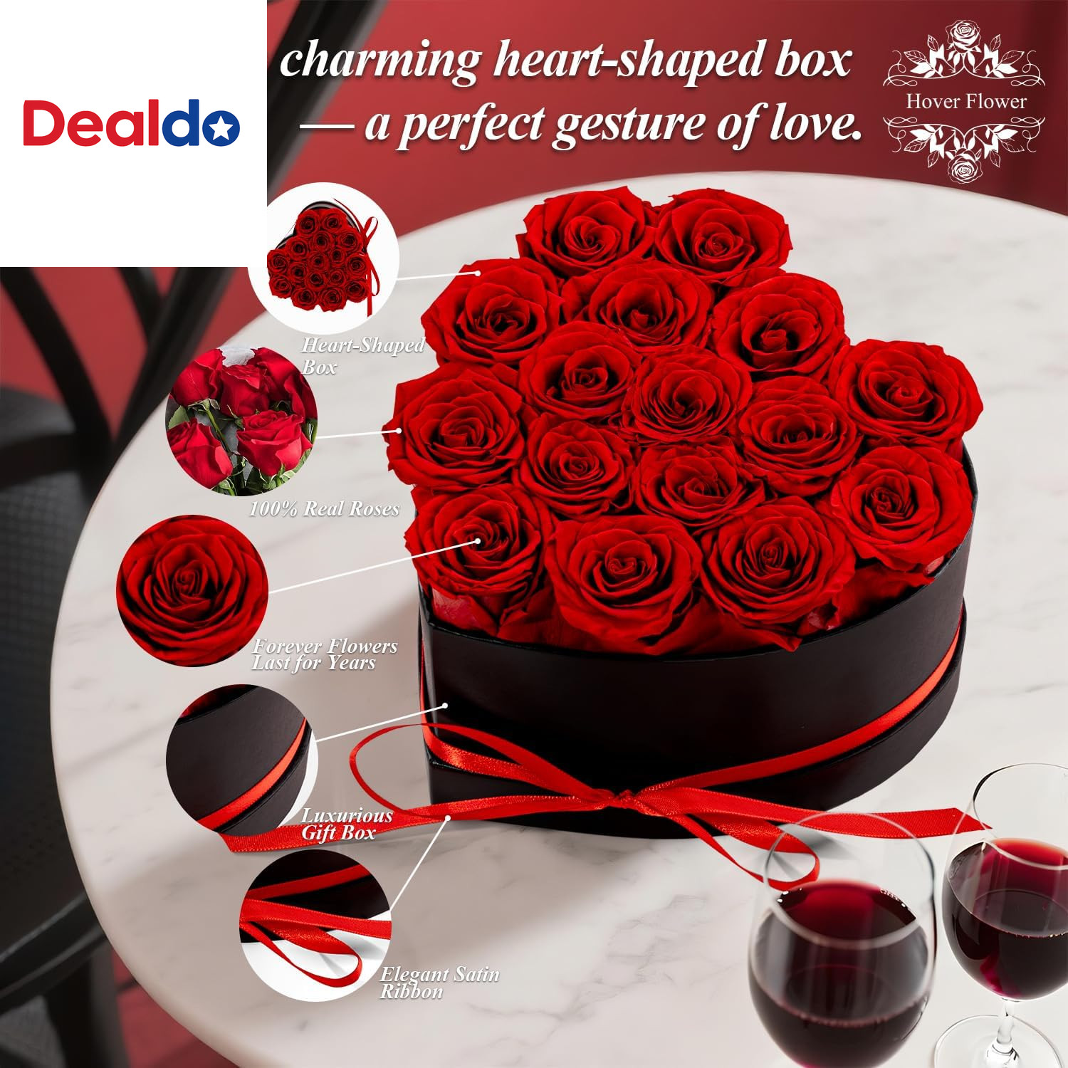 Forver Preserved Roses in a Box, Flowers for Her,Eternal Roses Preserved Flowers