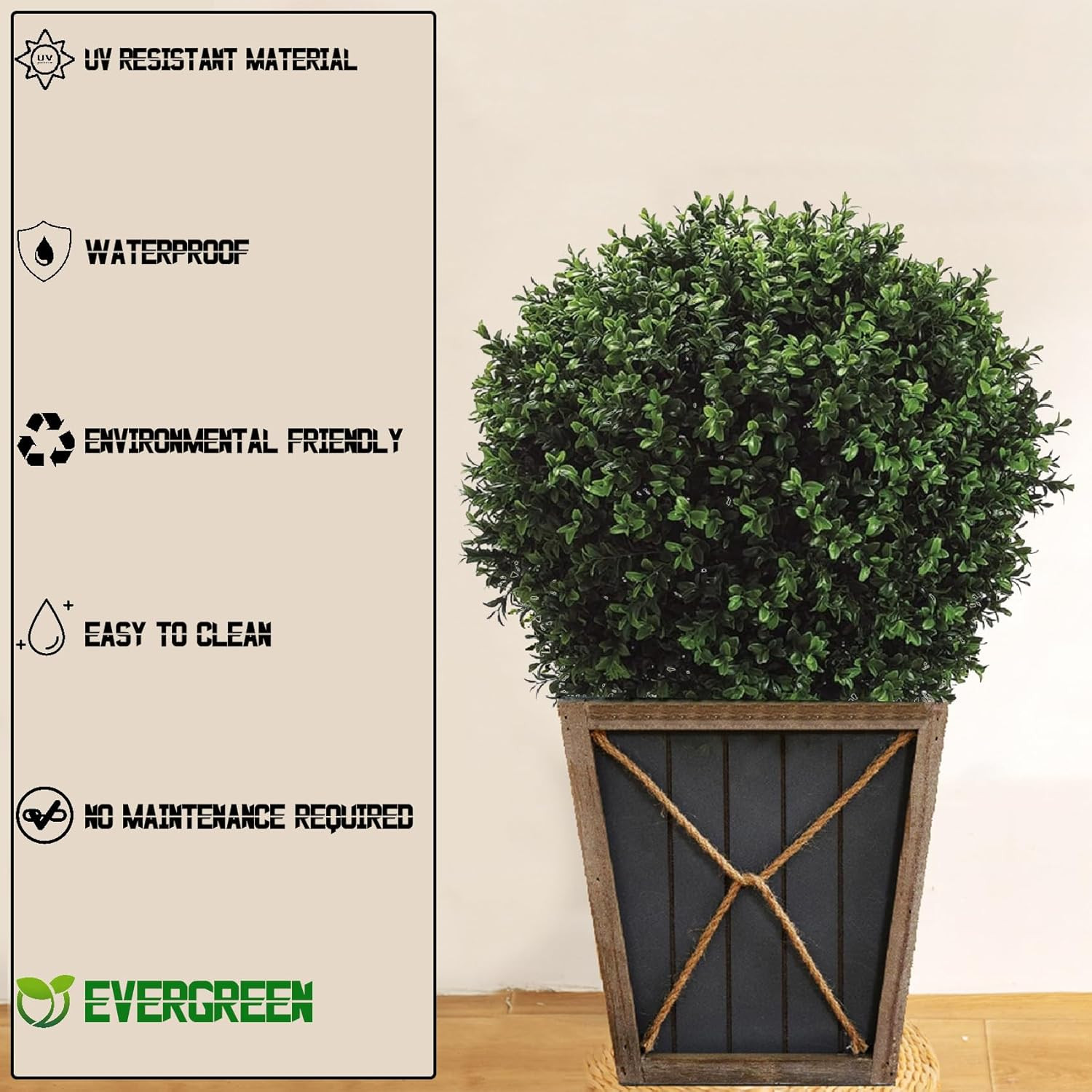 Set of 2 UV Resistant 26″ Artificial Boxwood Topiary Trees for Home Decor