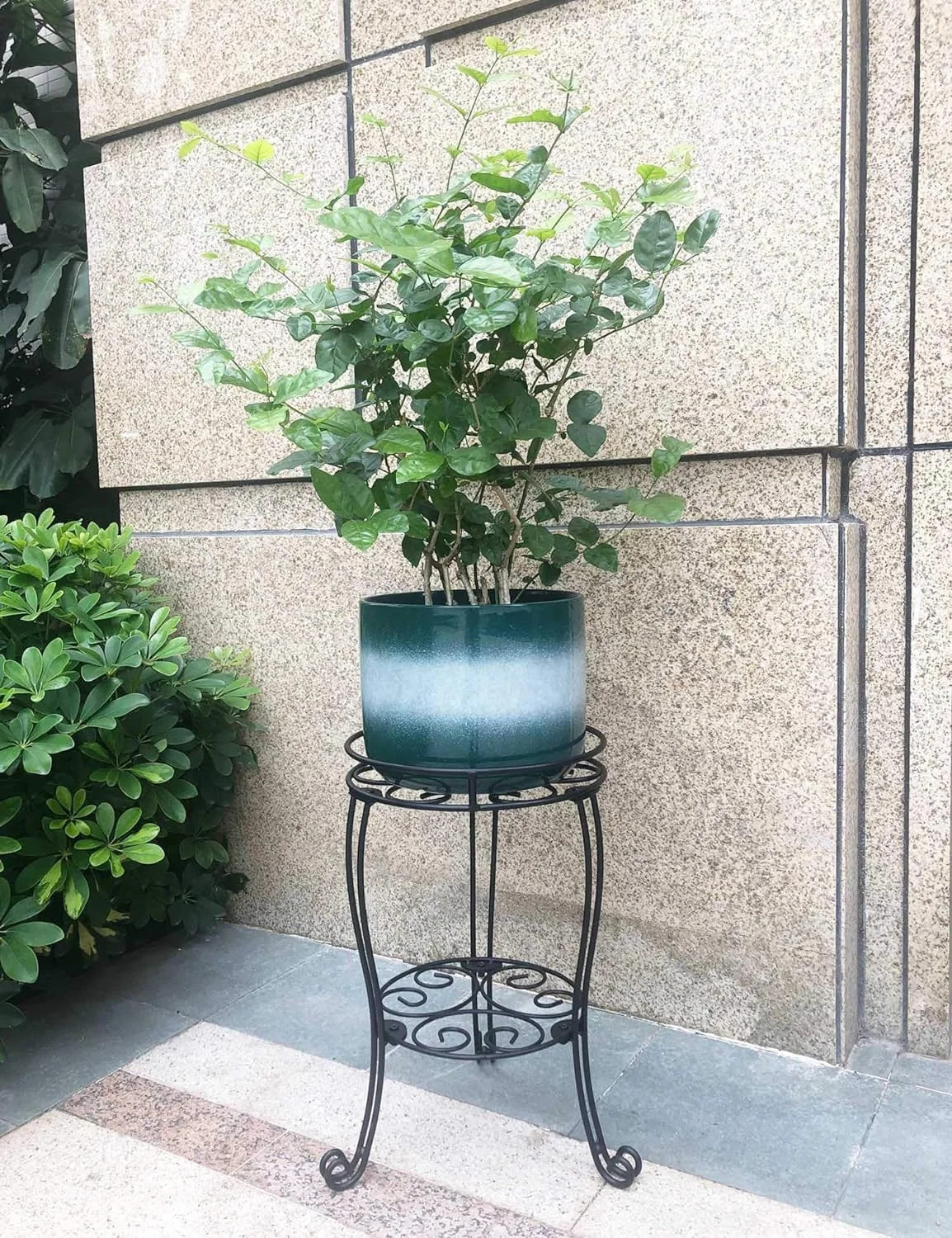 Heavy Duty Metal Plant Stand 11.8″ Indoor Outdoor Flower Pot Rack Black 18.9″