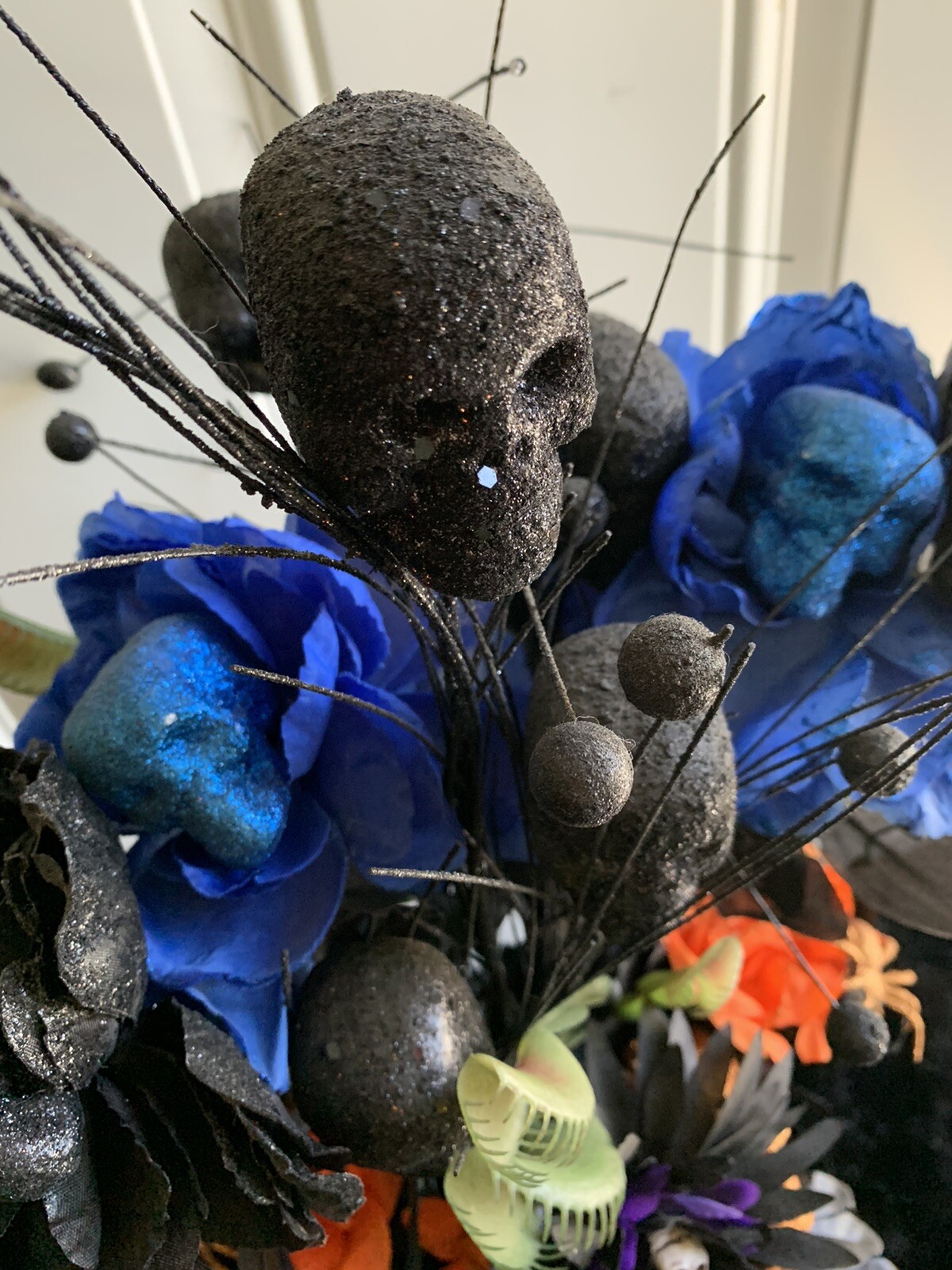 14 Pc Mixed Lot Halloween Artificial Black Rose Bouquet Gothic Flowers Decor