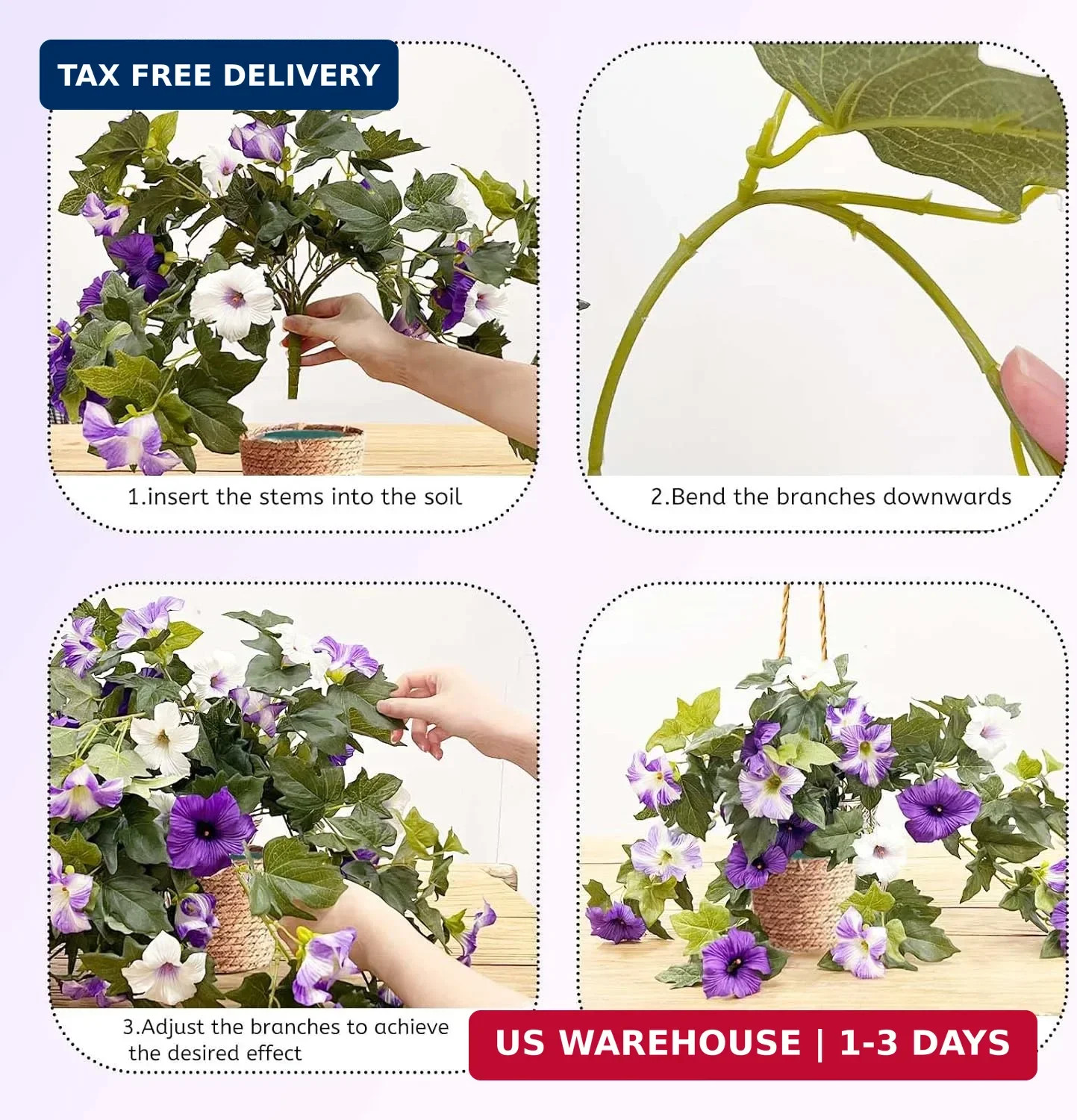 Vibrant 2-Pack Artificial Petunias with 24 Heads for Balcony and Garden Elegance