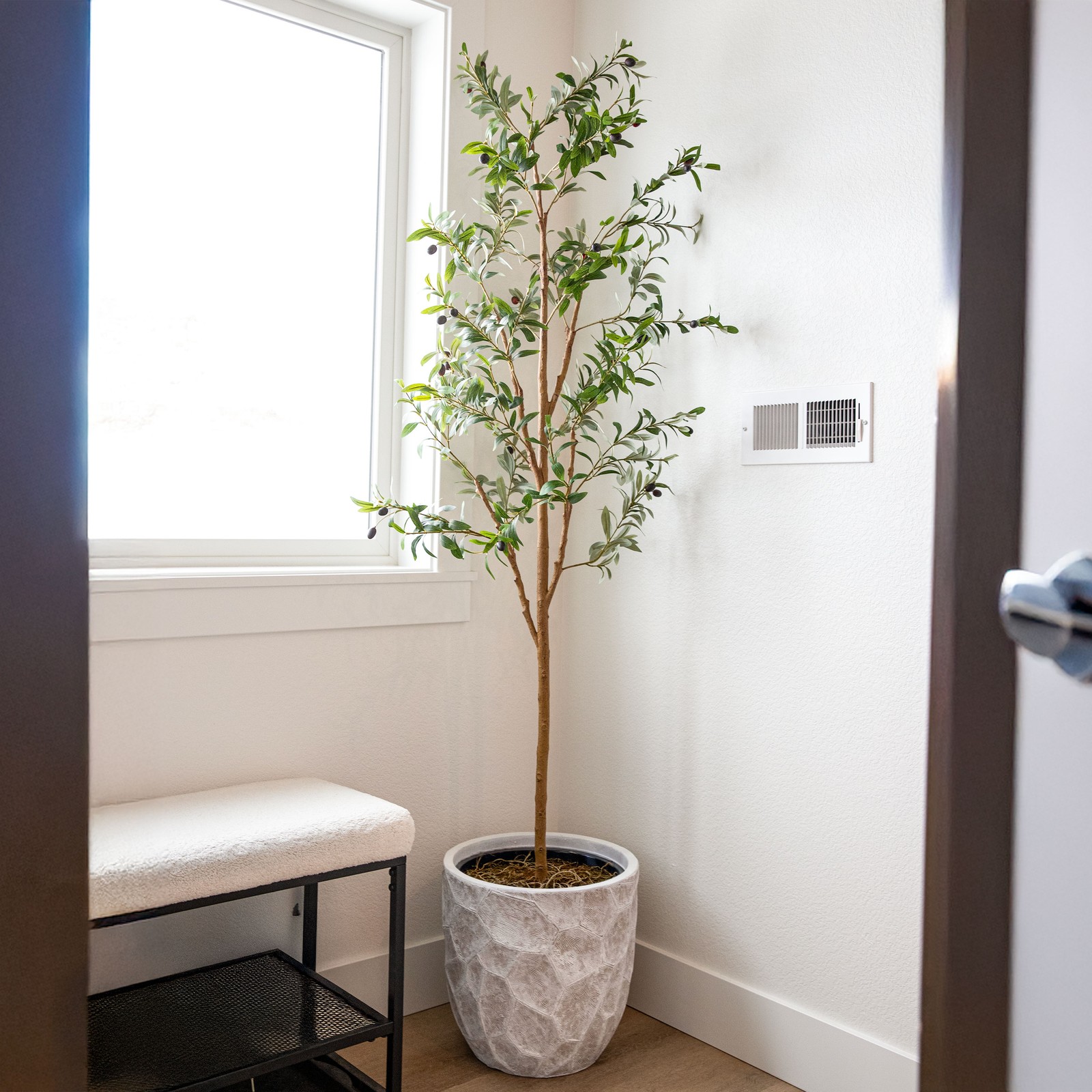 Indoor Artificial Olive Tree with Silk Leaves – 6 ft by Sunnydaze