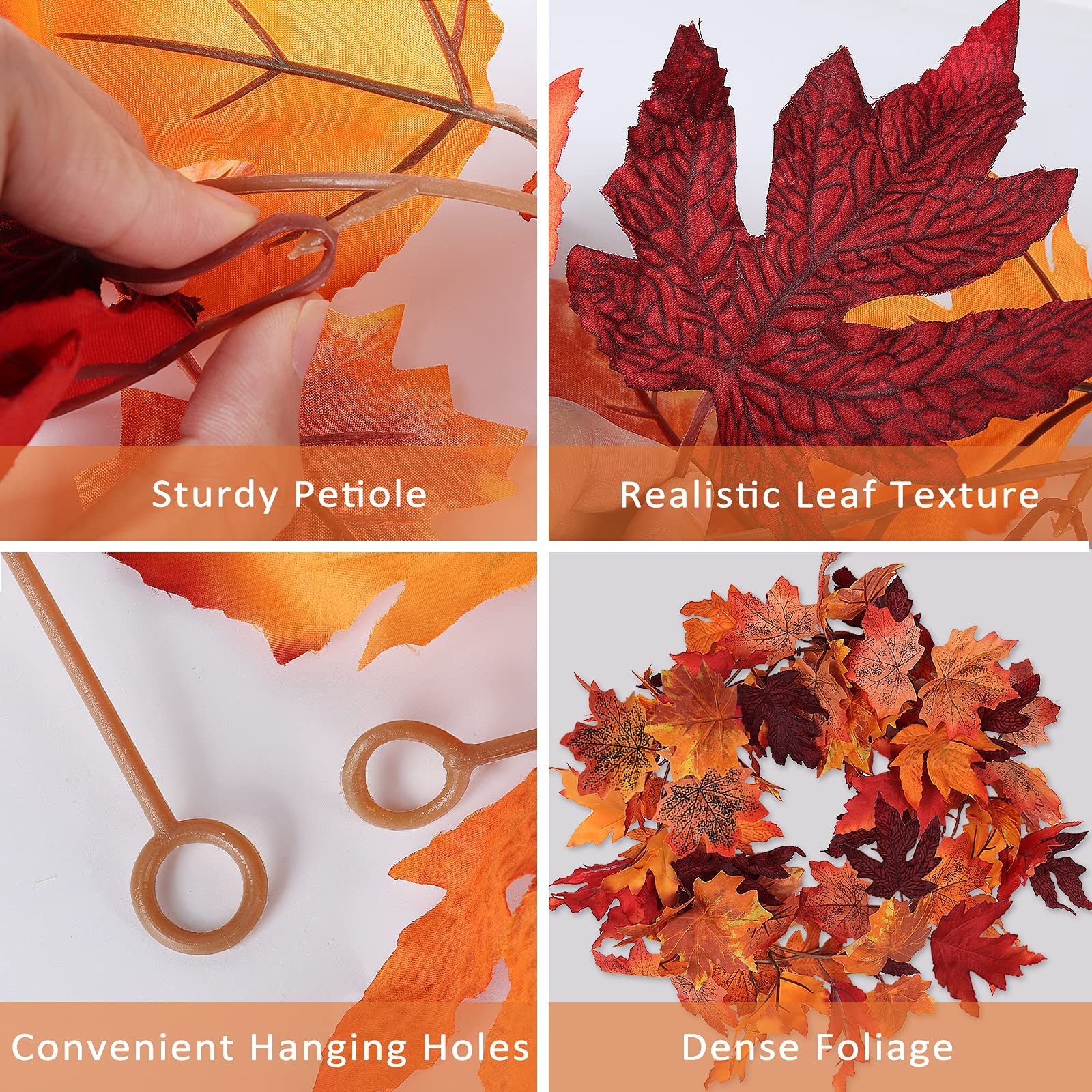 RECUTMS 2Pcs Artificial Autumn Maple Leaves Garland 2.5FT Fall Decor