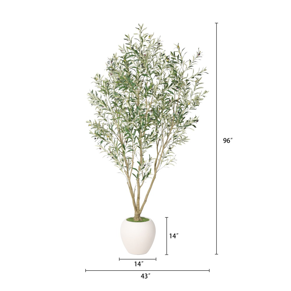 Artificial Olive Tree 8.2FT Tall Faux Plant with White Pot Indoor Decor