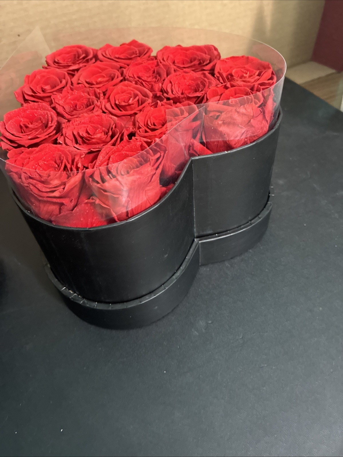16 Forever Roses in Heart Box With Lid