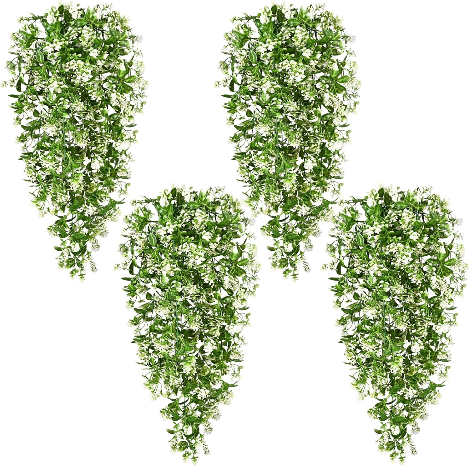 4Pcs Fake Hanging Plants, Artificial Hanging Flowers Faux Ivy Pothos Vines Green