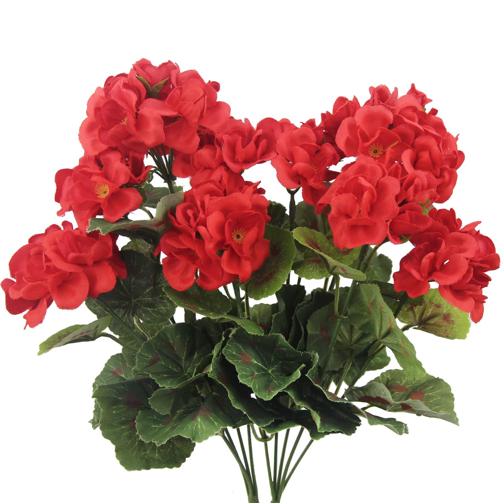 2-Pack Pcs Artificial Geraniums Silk Flowers Outdoor Artificial Red for Floral
