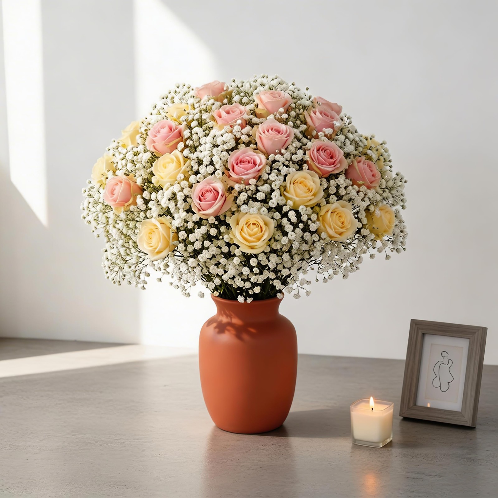 100Pcs Baby’s Breath Artificial Flowers, White Real Touch Gypsophila Fake Flo…
