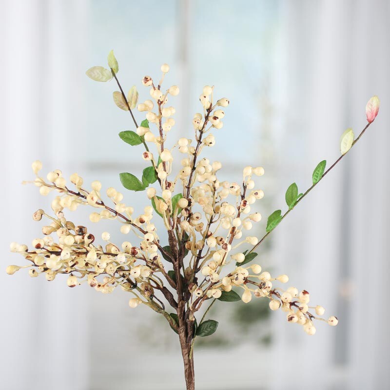Spotted Cream Artificial Berry Twig Pick