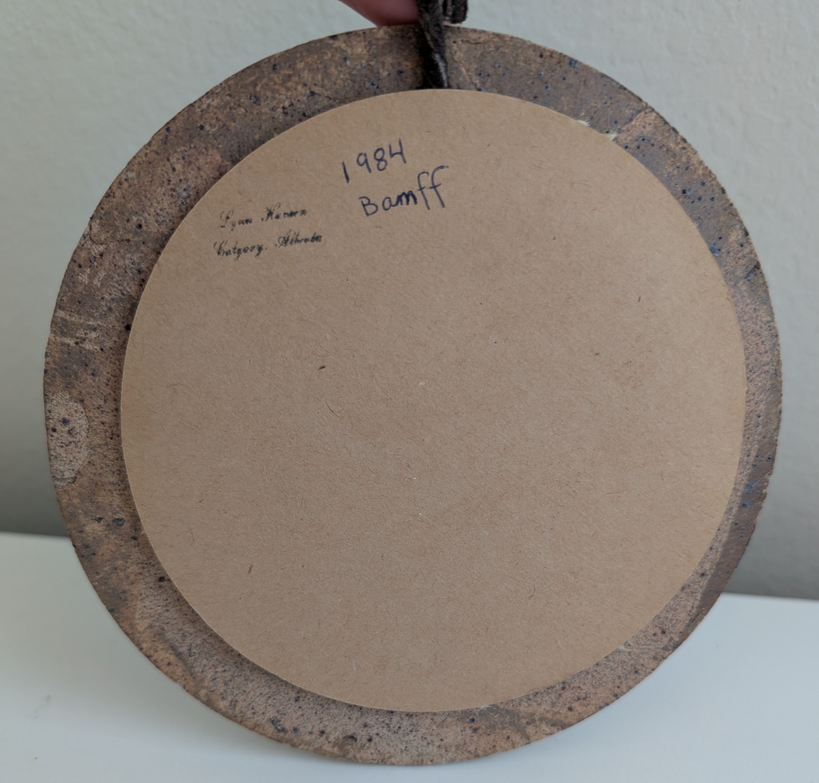 Dried flowers wall hanging round pottery circle speckled floral art boho fall