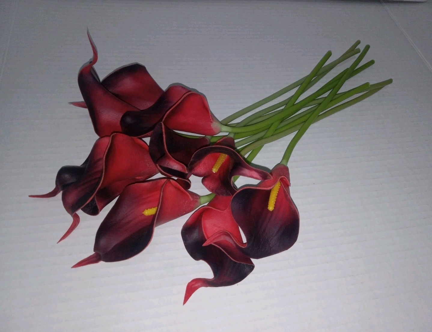 10~Stem Bundle Of Brick Red Real Touch 12″ CALLA LILLIE Artificial Flowers