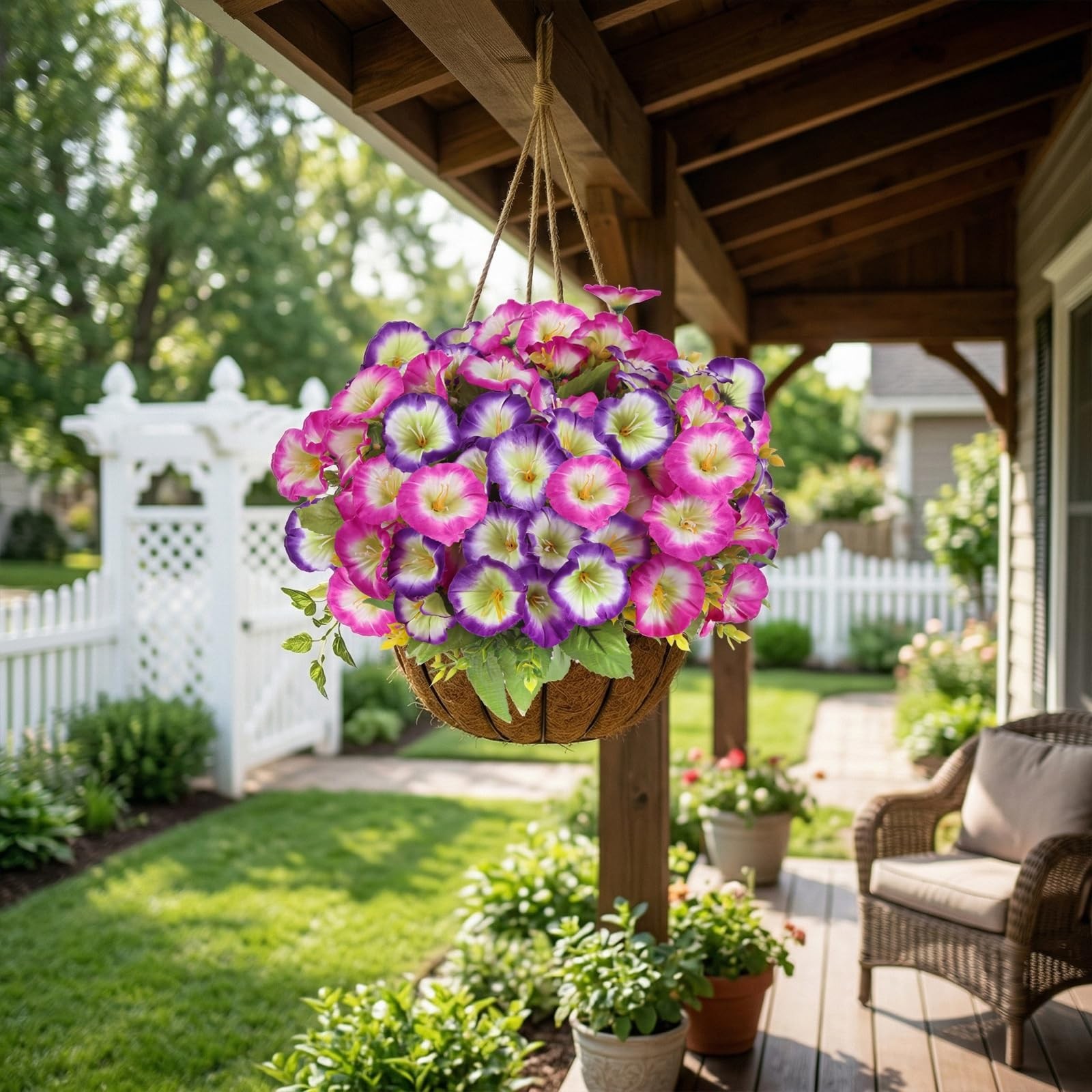 Artificial Flowers for Outdoors Faux Plants Outside Indoor 6 Bundles Silk Mor…