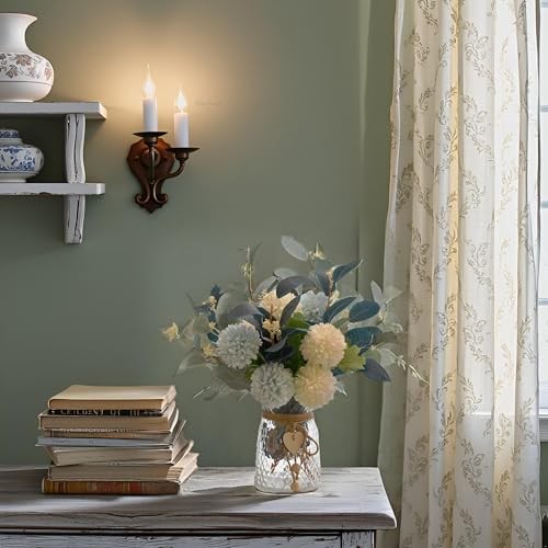Vases Artificial Flowers Hydrangea, Artificial Fake Plant Eucalyptus Clear