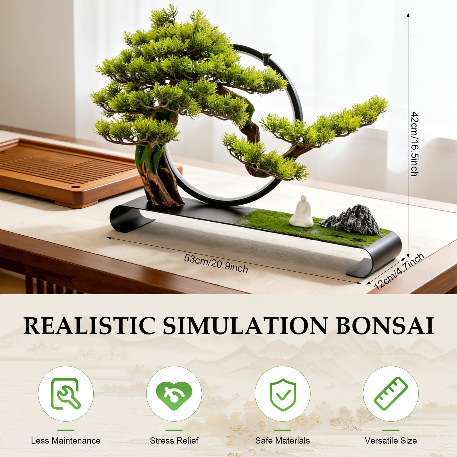 Artificial Bonsai Pine Tree Faux Realistic Simulation Bonsai with LED Lamp Ri…