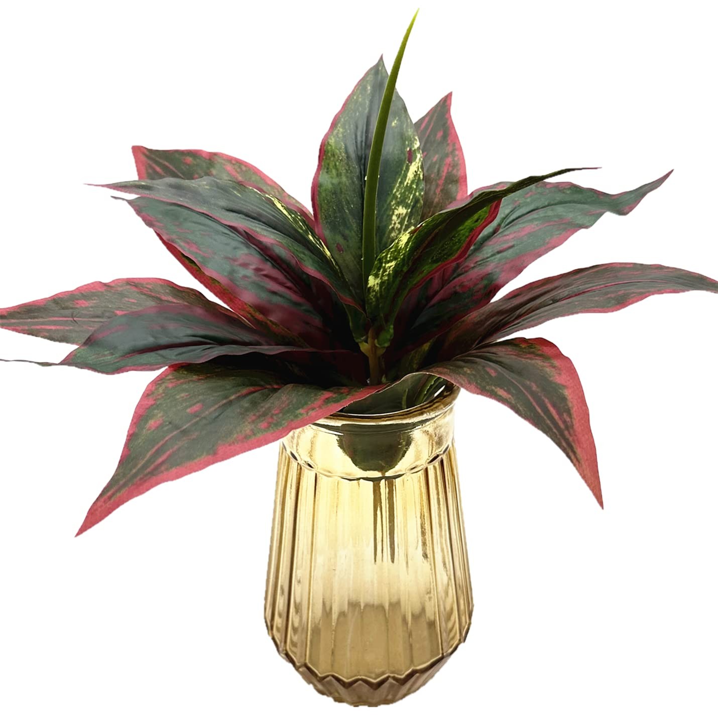 Artificial Agave Fake Plants Red 2 Pack, 10 Inches Faux Shrubs Flowers Grass Pla