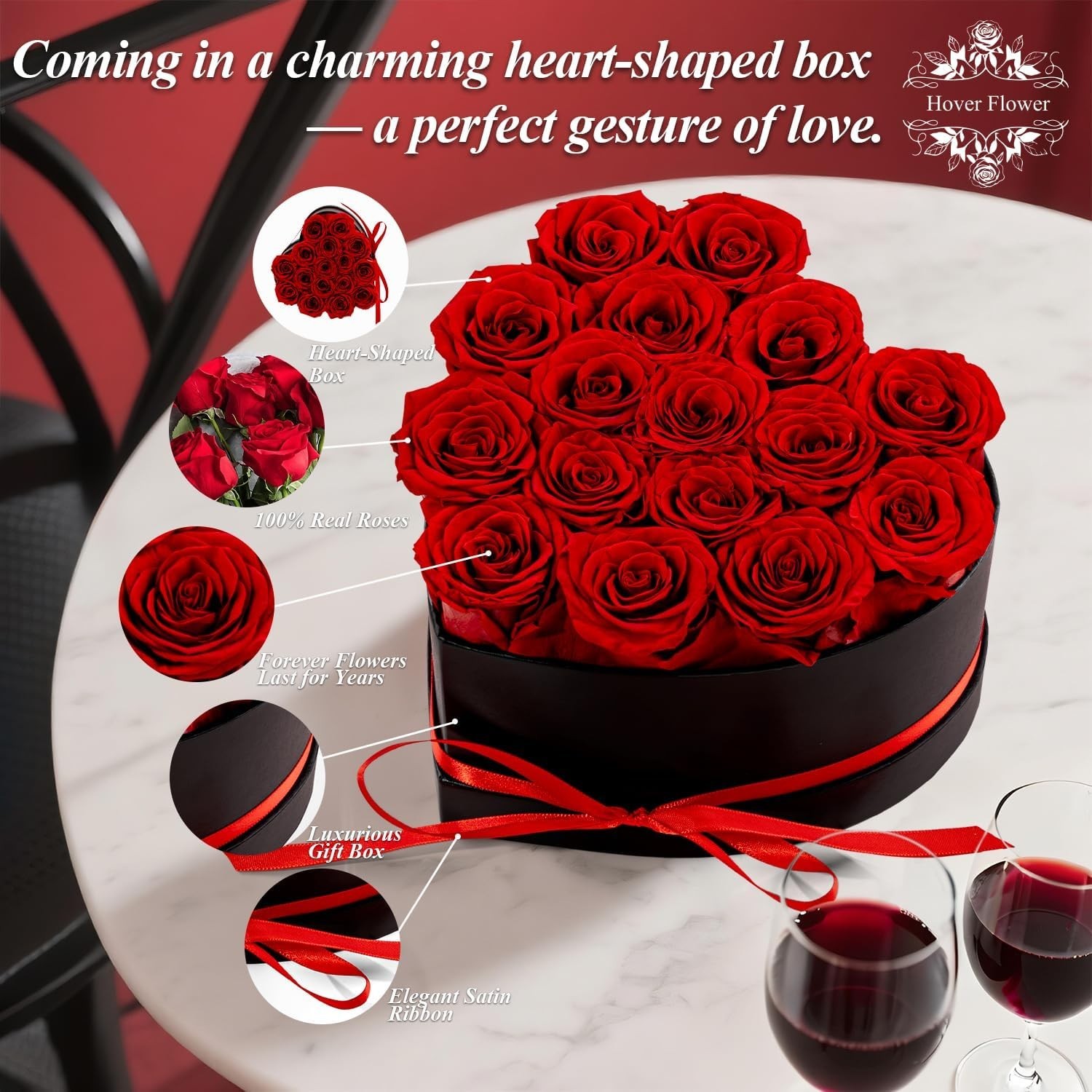 Forver Preserved Roses in a Box, Flowers for Her,Eternal Roses Preserved Flowers