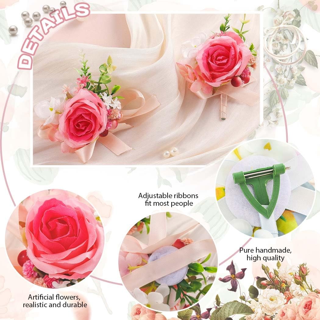 Artificial Rose Flower Corsage Boutonniere Wedding Groom Groomsmen Decor
