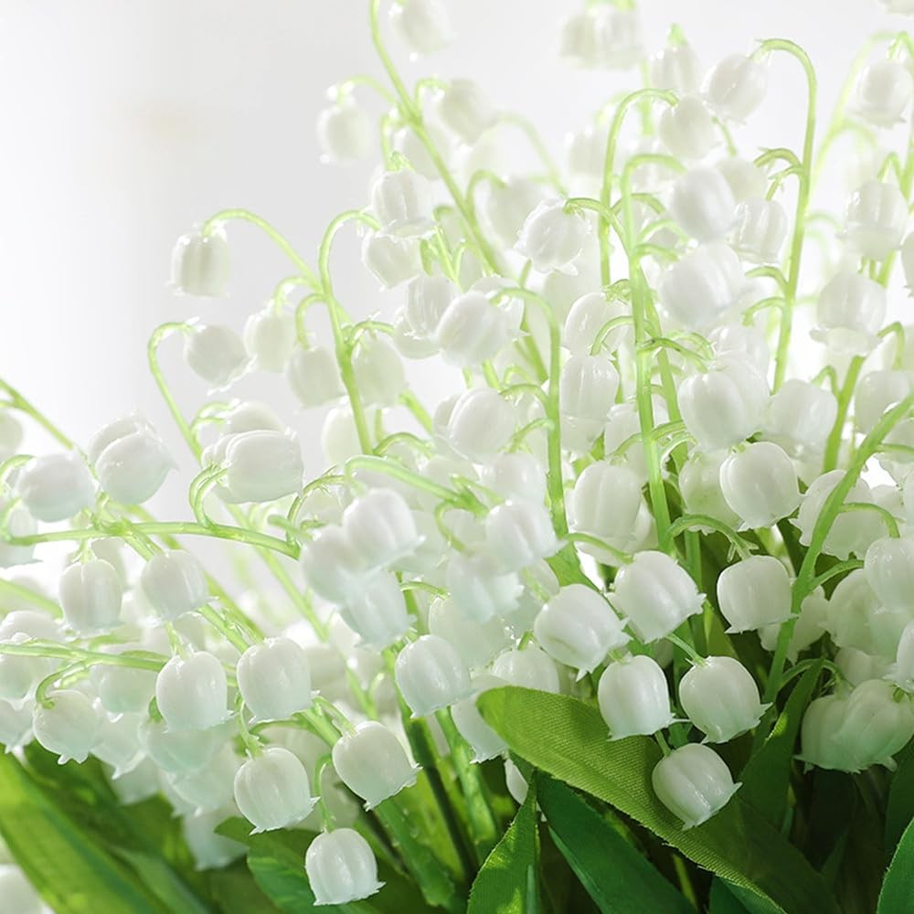 24Pcs Lily of The Valley Plastic Flower, Artificial White Bell Orchids,Artifi…
