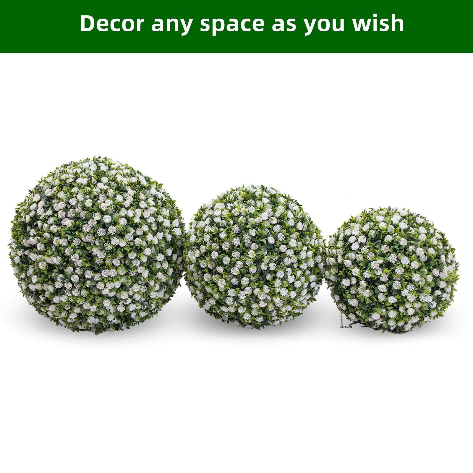 Garvee 2PCS UV-Resistant Artificial Boxwood Balls Decorative Ball for Home White