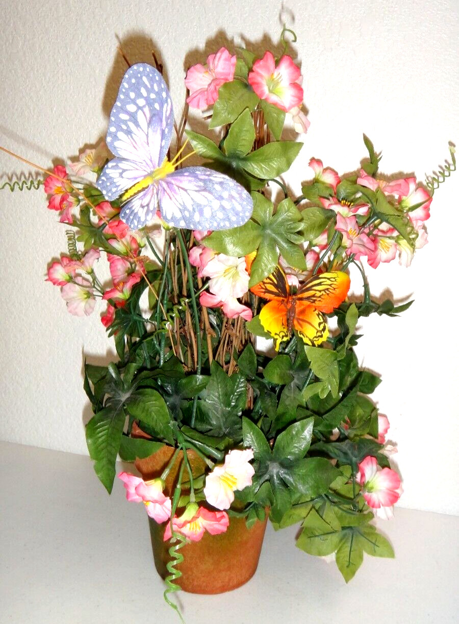 Artificial Potted Flowers & Butterflies Height :16 inches Floral Home Décor