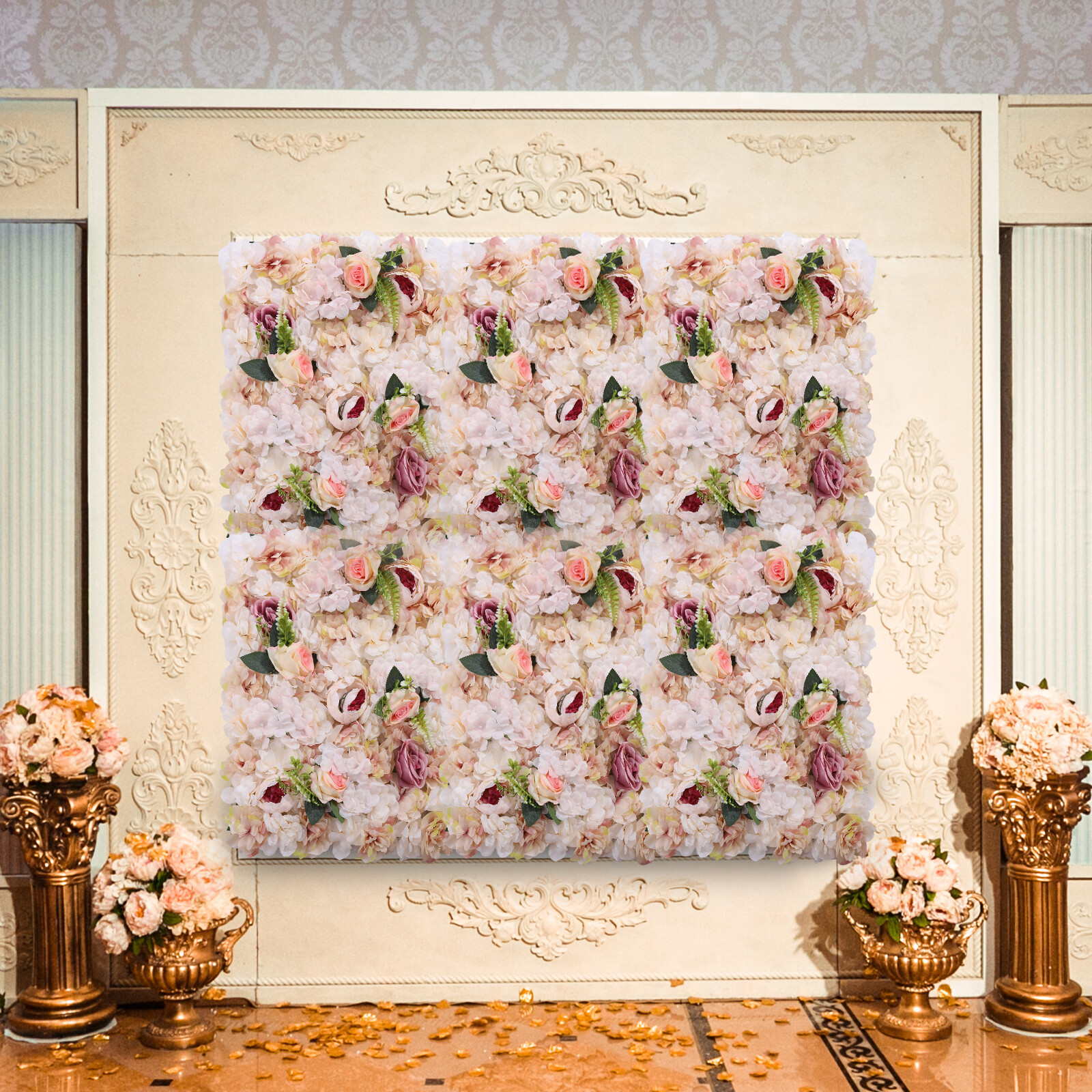 Artificial Flower Wall Backdrop Flower Panel 60*40CM Silk Rose Wall For Wedding