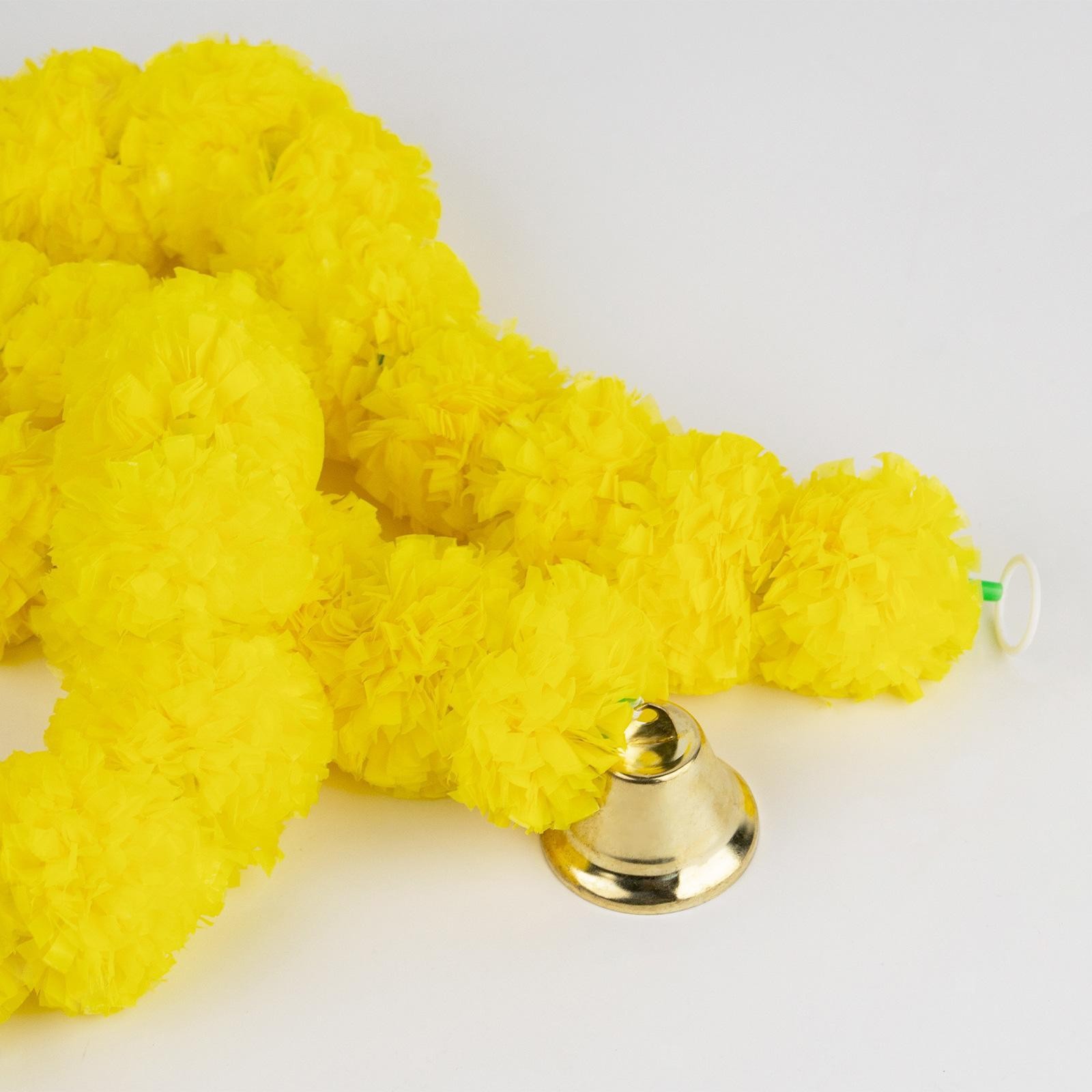 5 Pieces Marigold Garland with Bell 115cm/45.28inch Artificial Marigold Flowers