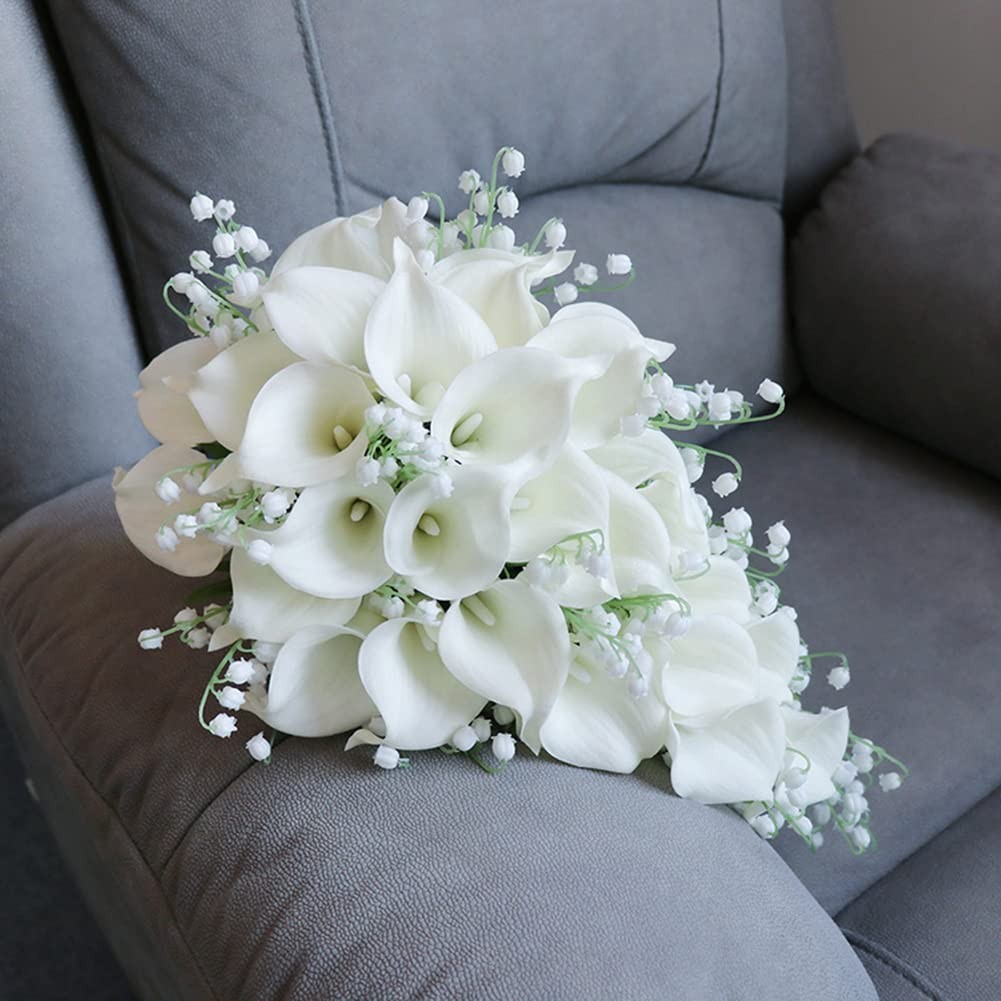 Wedding Bouquet – Bridal & Bridesmaid Artificial Calla Lily Bouquets, Water D…