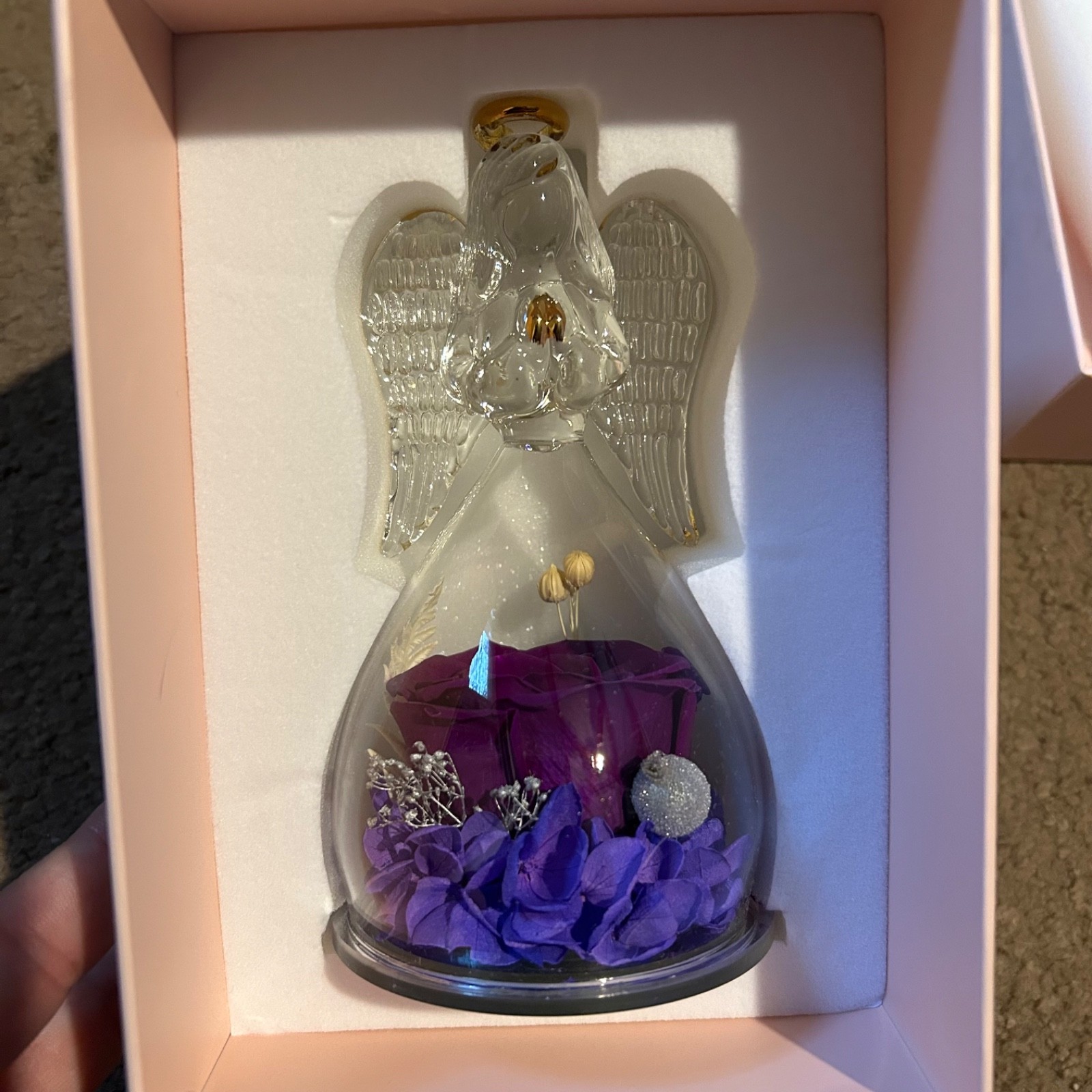 Angel Rose Figurines Angel Gifts for Women, Preserved Real Rose Glass Angel G…