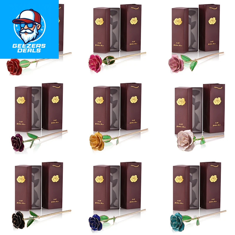 Gifts for Women 24K Gold Dipped Rose with Stand Eternal Flowers Forever Love in