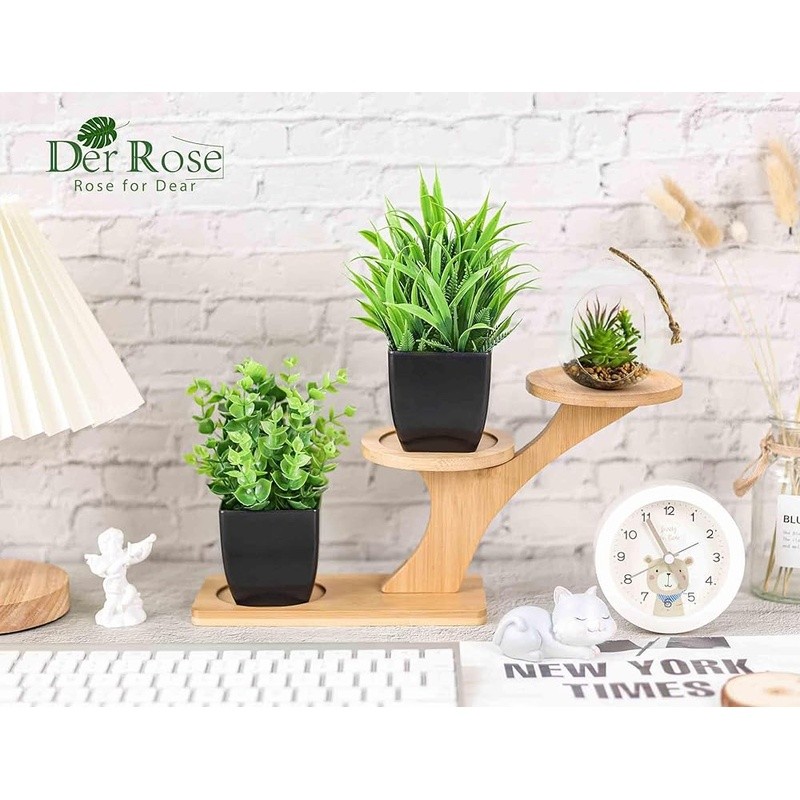 2 Pcs Eucalyptus Fake Plants in Black Pots Artificial Indoor Decor Home Office