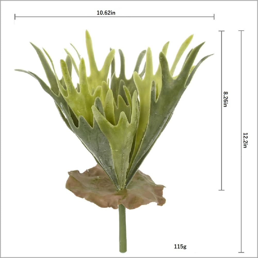 2Pcs Artificial Staghorn Fern Realistic Fake Flocked Succulent Plants Green P…