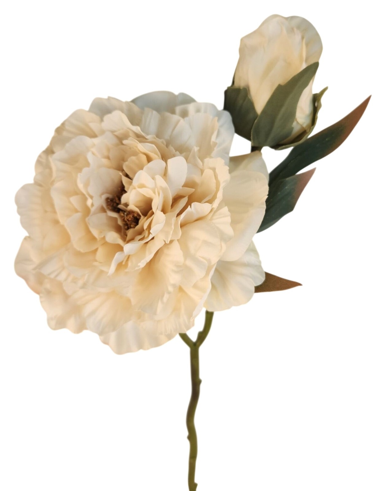 Cream Artificial Peony Stem 18 Inch Faux Peony Flower Stem Wedding Bouquet Flora
