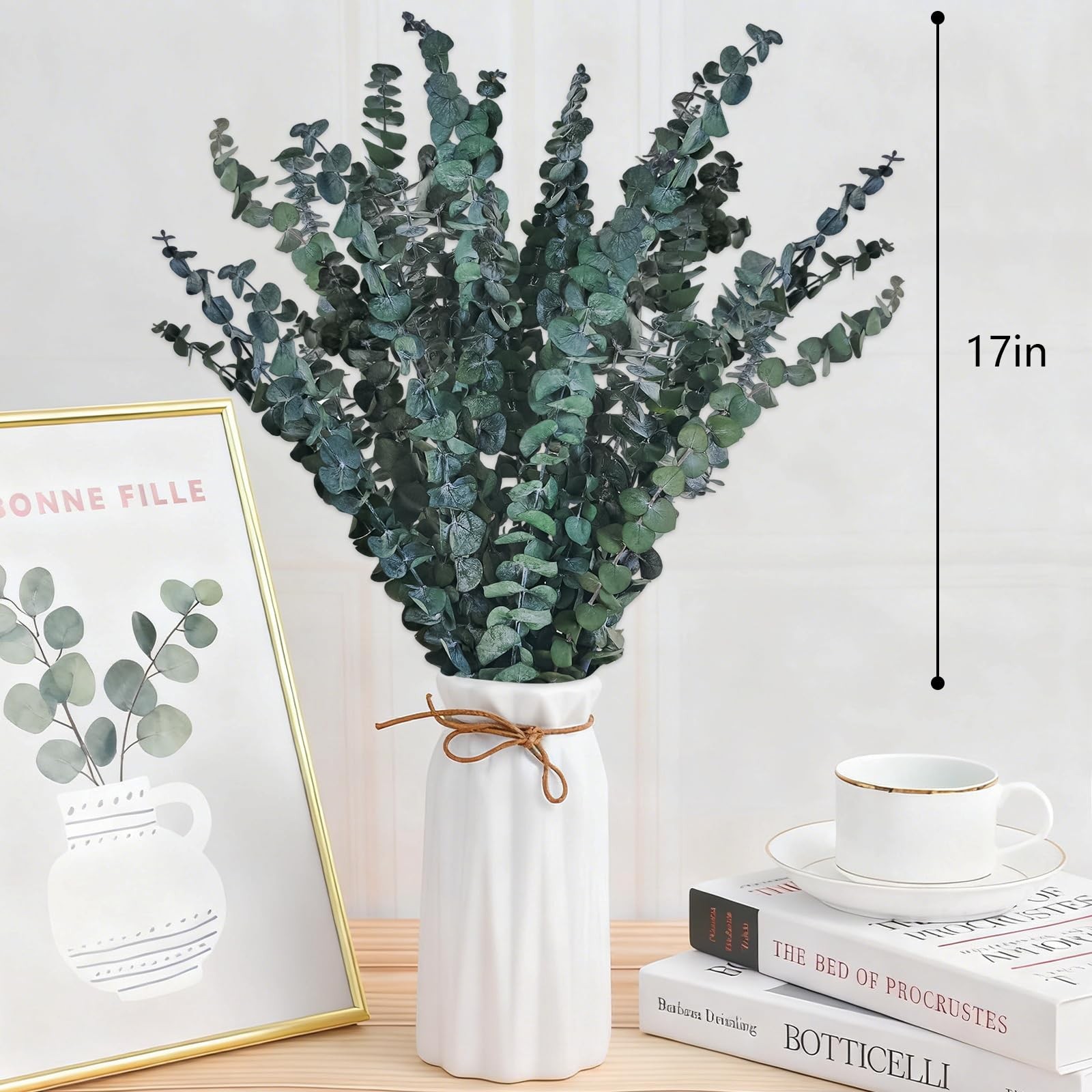 21 Pcs Real Dried Eucalyptus Stems, 17″ Preserved Natural Eucalyptus Plants f…