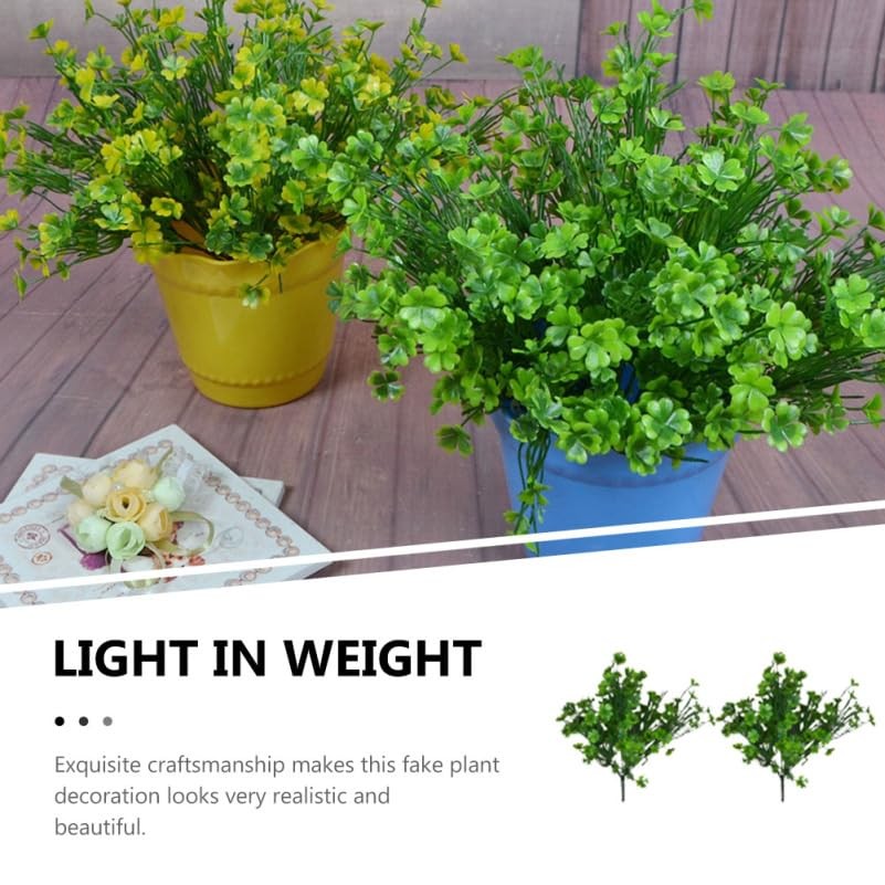 2 Pcs Artificial Four Leaf Clover Plants 15.7In UV-Resistant Silk Greenery, N…