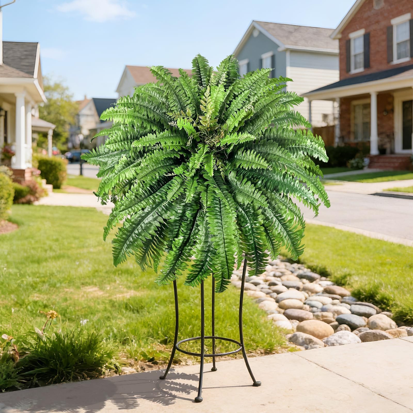 Large Artificial Ferns – 98 Fronds Realistic Faux Greenery for Home & Garden Dec