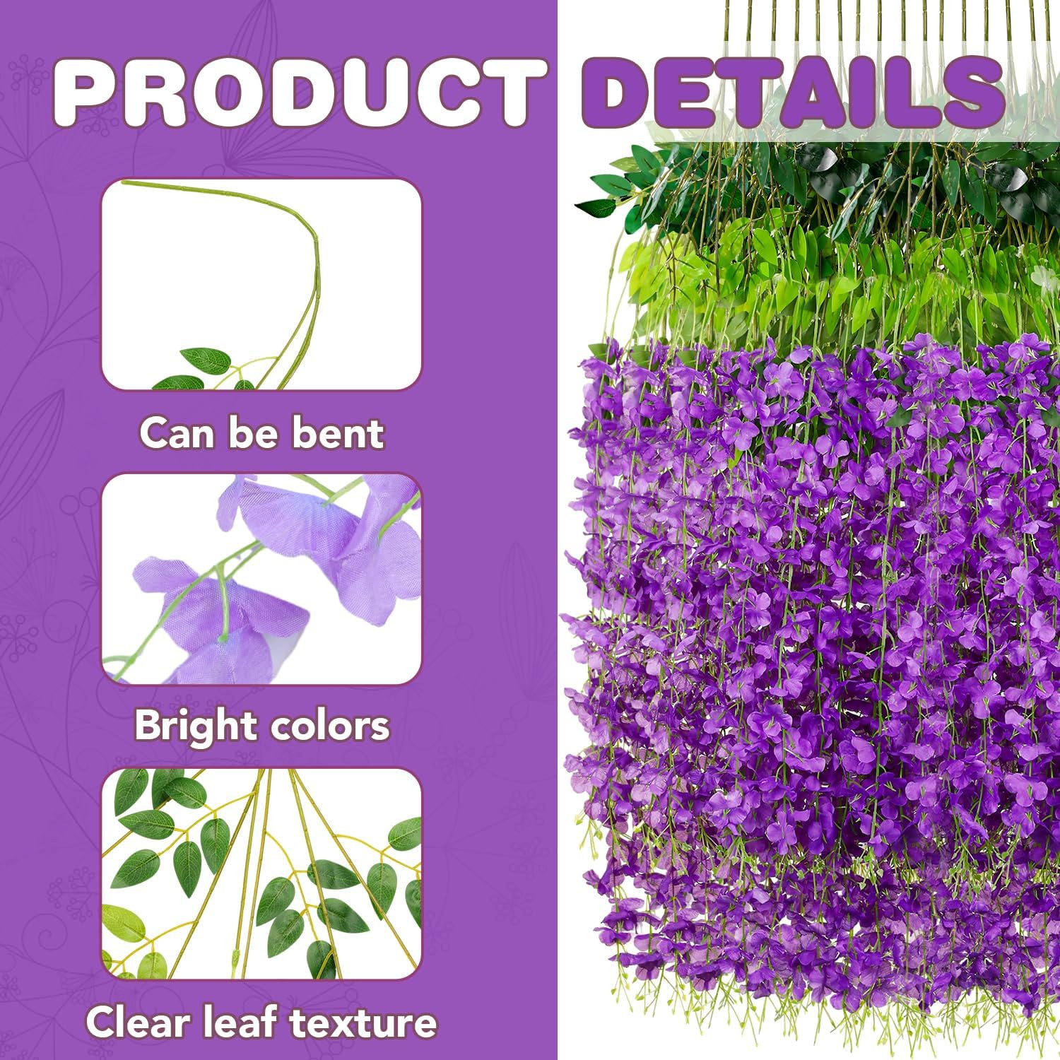 Wisteria Hanging Flowers,Fake Hanging Flowers,Wisteria Artificiales Garland for
