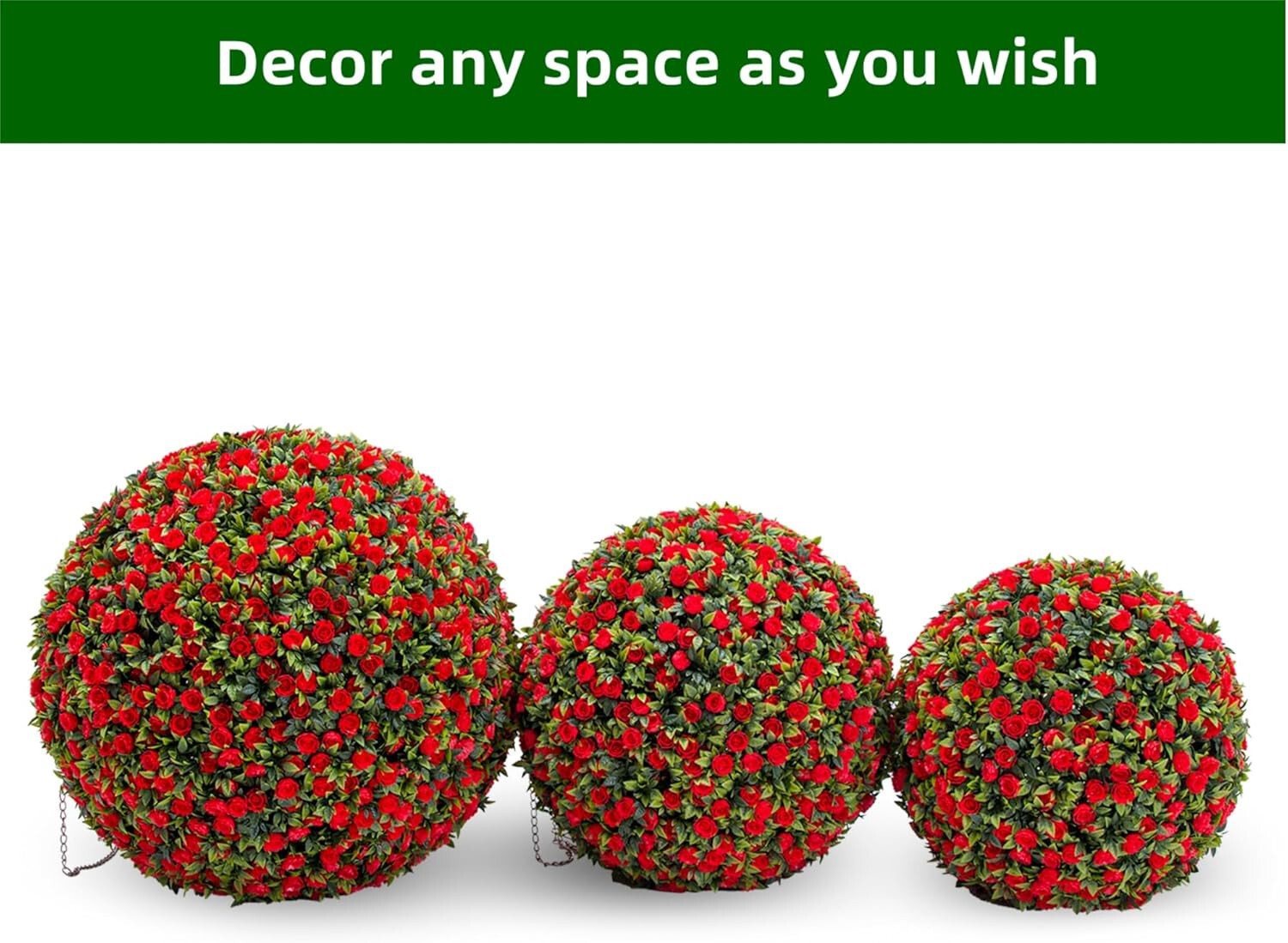Set of 2 Artificial Topiary Flower Balls Hanging Grass Ball for Home Party Decor