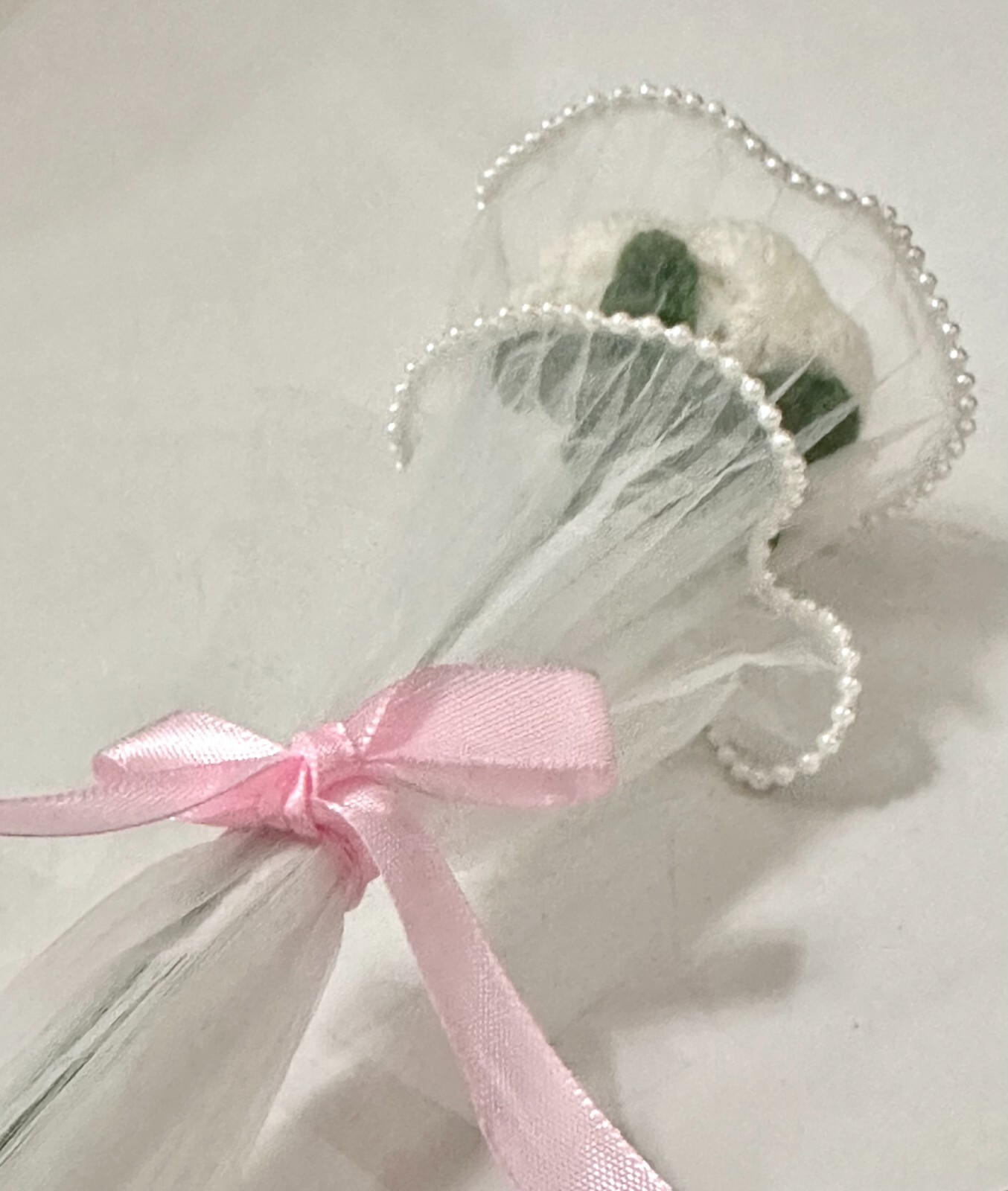 Hand Made Crochet Tulip Flowers in Pot & White Rose Bouquet Gift