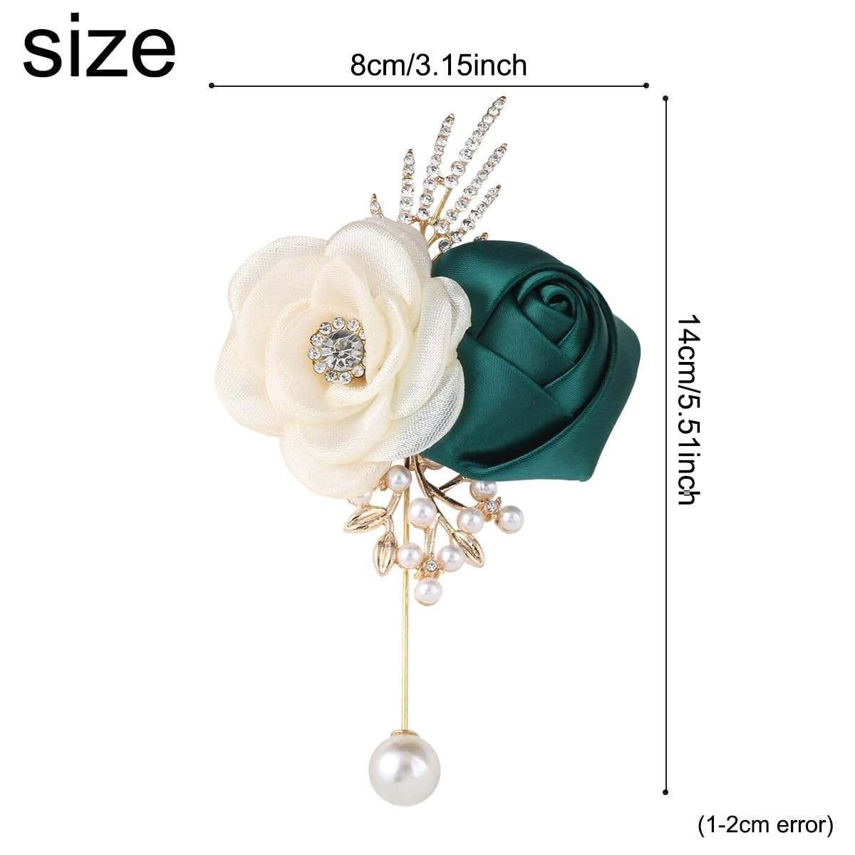 Rose Boutonniere For Men Artificial Corsage Groom Guests Emerald Green 4 PCS