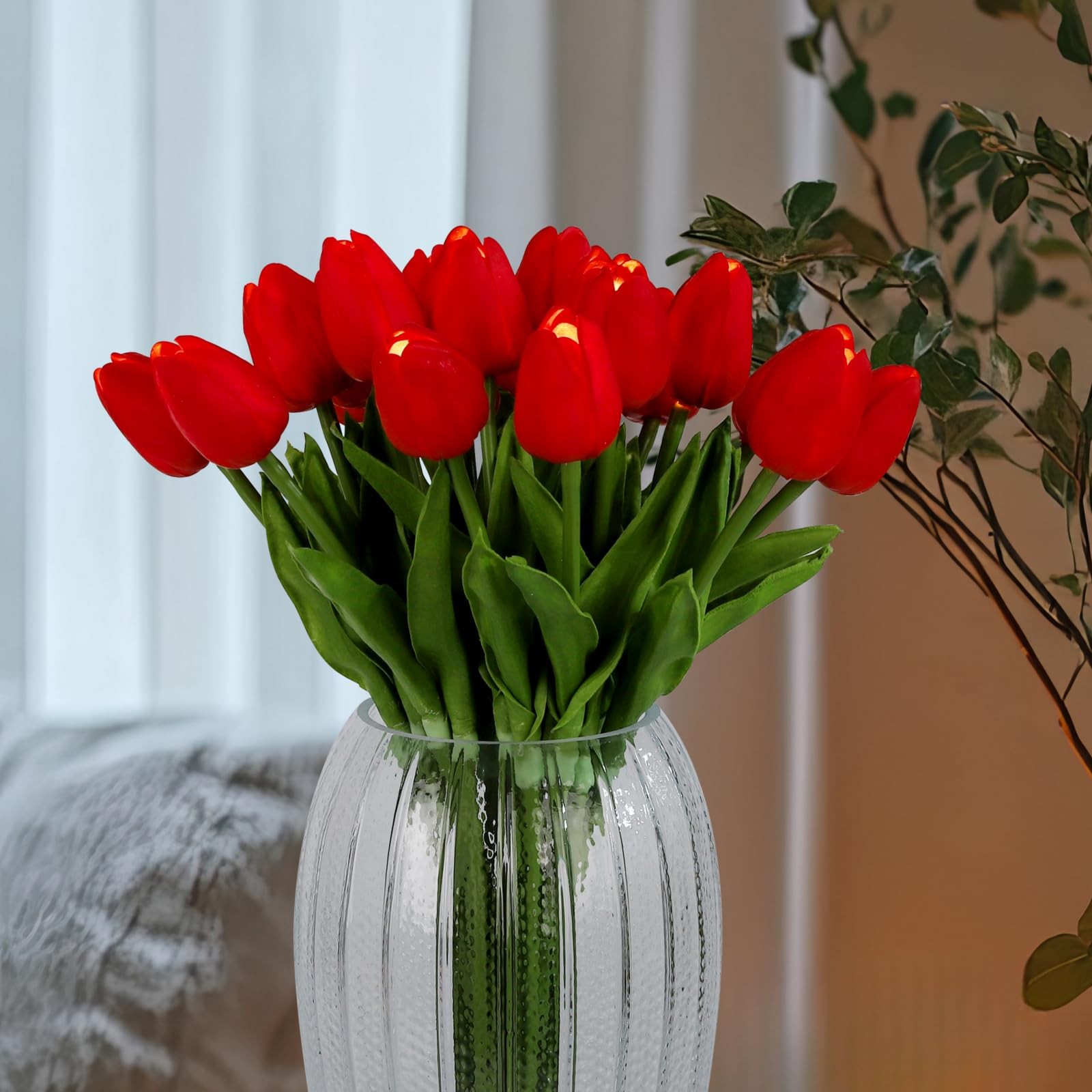 Lighted 20pcs LED Lighted Fake Flowers Artificial Tulips Real Touch Tulip Bou…
