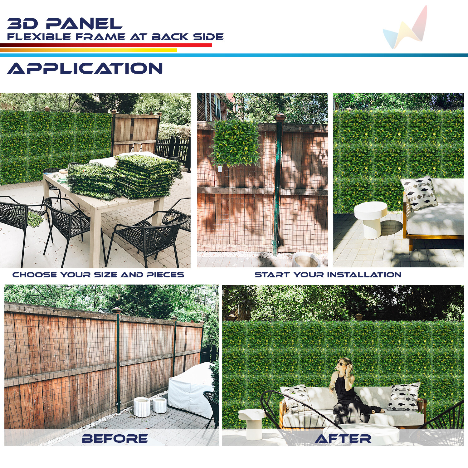 20×20″ Artificial Faux 3D Mix Fern Plants Privacy Fence Decor Mats Hedge #03