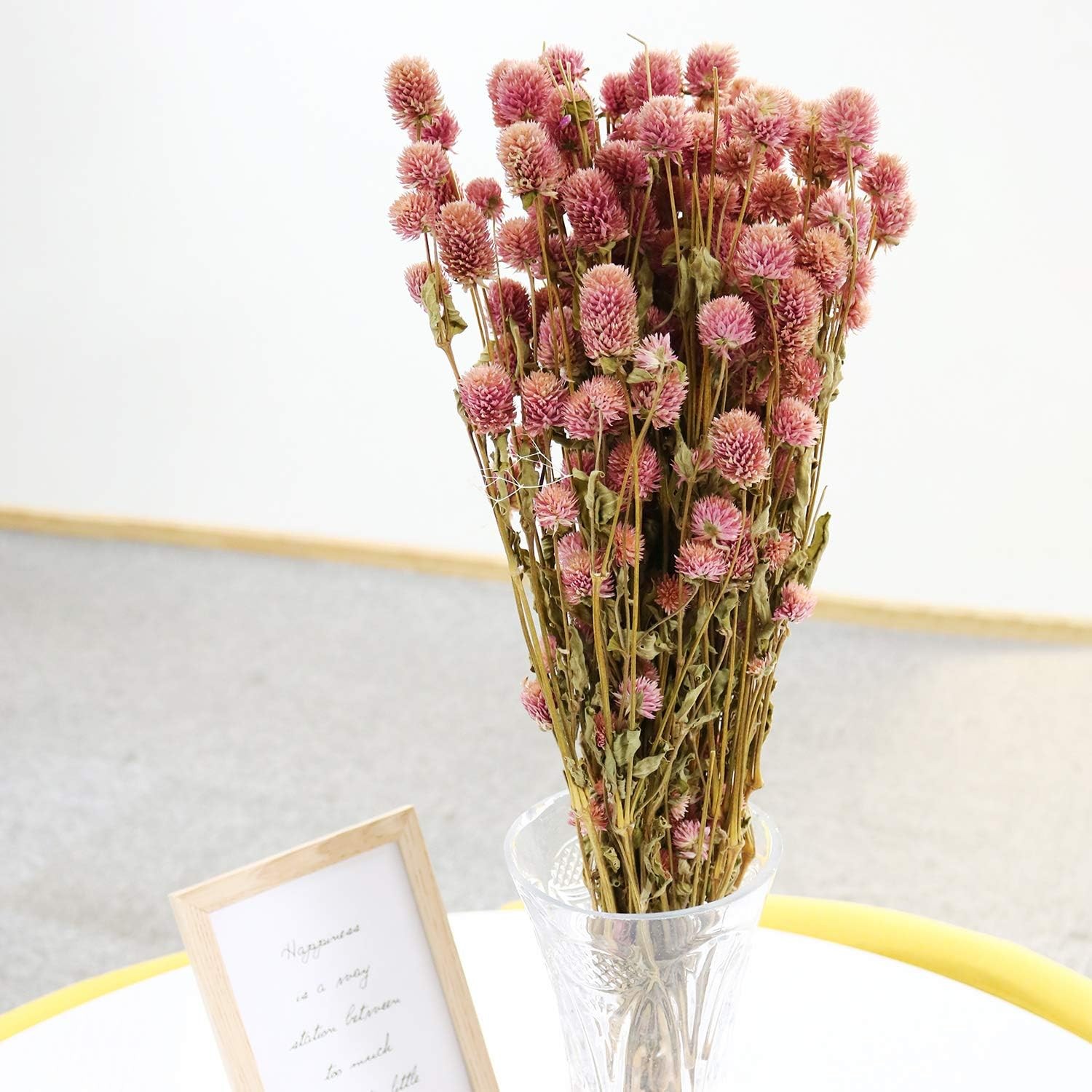 White Globe Amaranth Dried Flower Bundles Natural Home Party Decor Pink