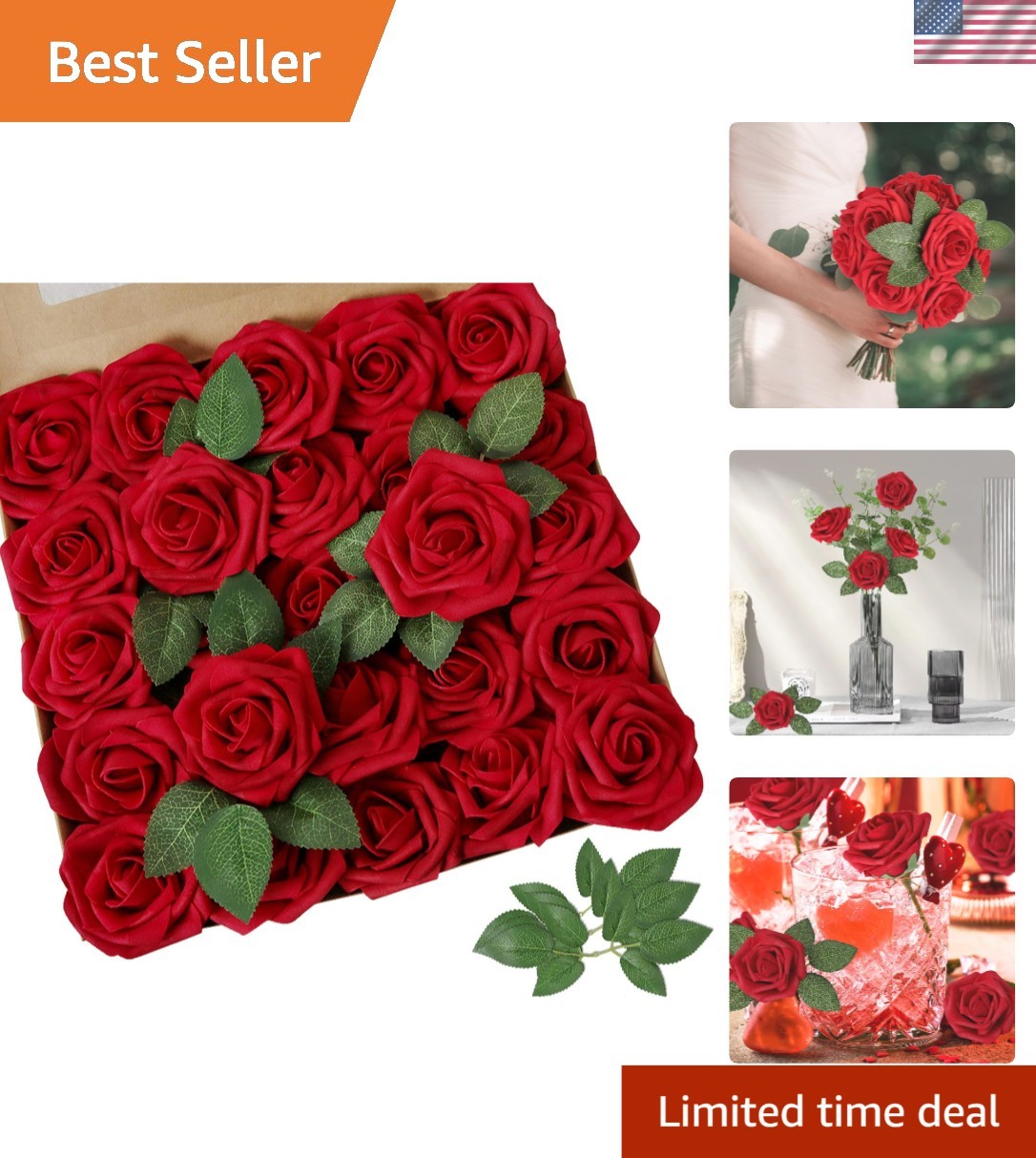100pcs Dark Red Foam Artificial Roses for Stunning Wedding Bouquets & Decor