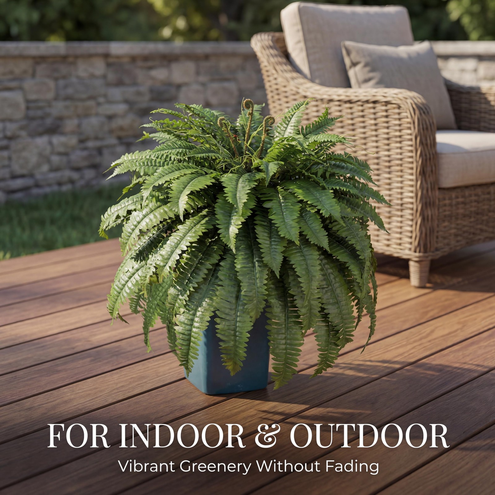 Large Artificial Ferns for Outdoor 98 Branches Fake Fern 48″ Faux Boston Fern…