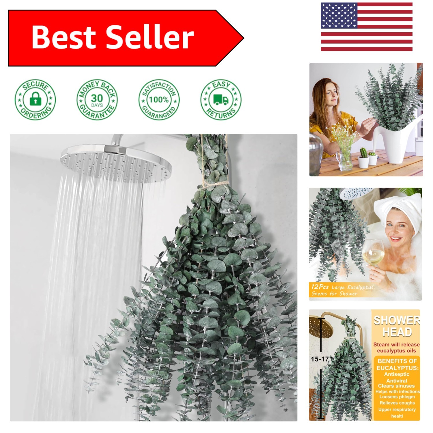 12 PCS Eucalyptus Shower Stems – Natural Aroma for Spa-Like Experience