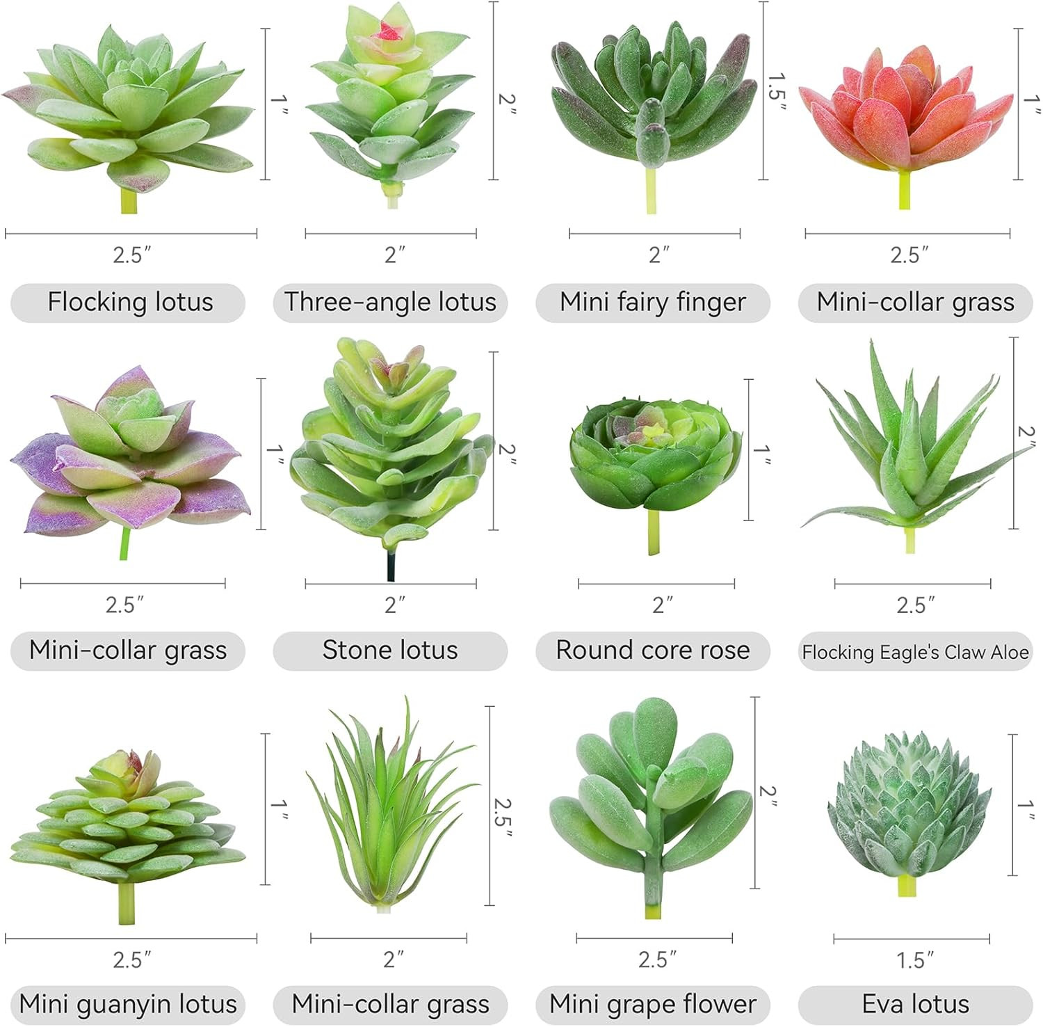 12 Pcs Artificial Succulents Mini Fake Plants Unpotted Faux Succulent
